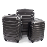 Čierna sada 3 plastových kufrov "Premium" - veľ. M, L, XL