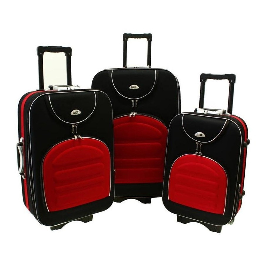 Červeno-čierna sada 3 cestovných kufrov \