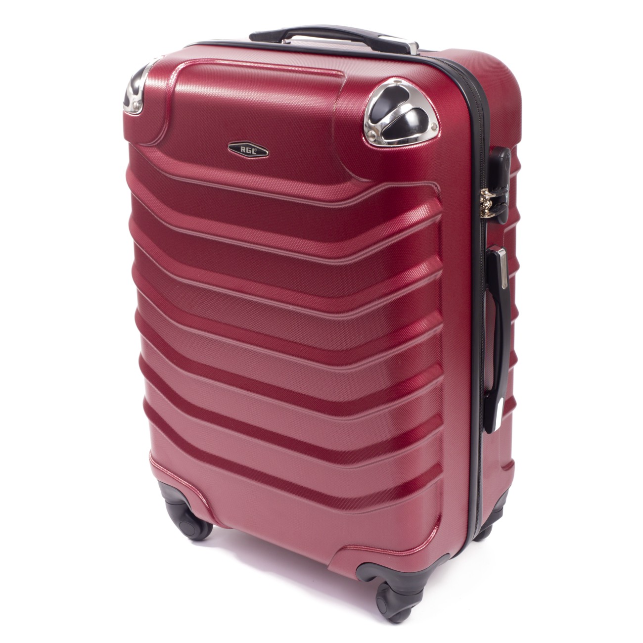 Tmavočervený odolný cestovný kufor do lietadla \