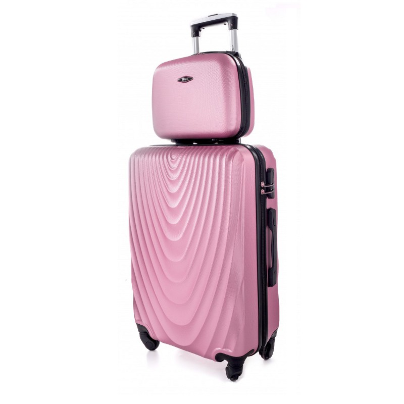 Ružová sada (taška+kufor) škrupinových kufrov \