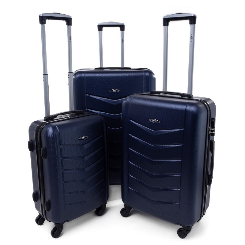 Modrá sada 3 odolných elegantných plastových kufrov \