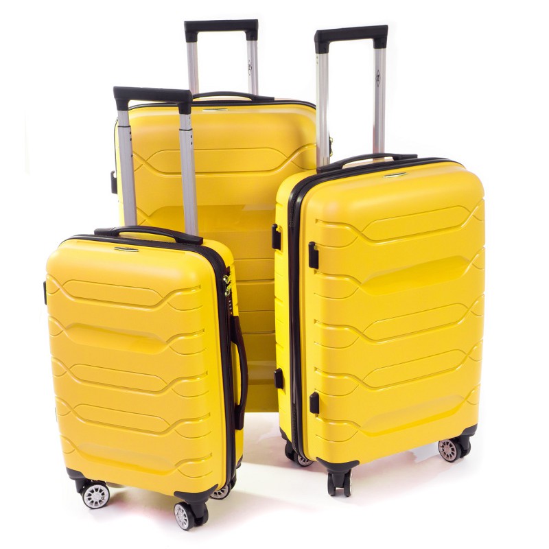 Žltá sada prémiových plastových kufrov \