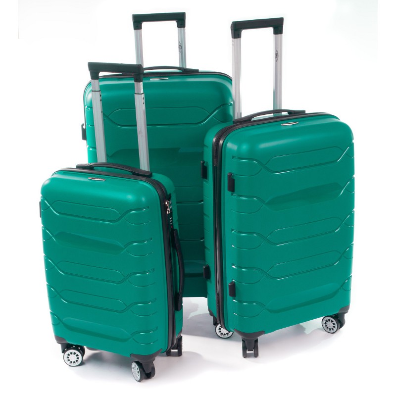 Zelená sada prémiových plastových kufrov \