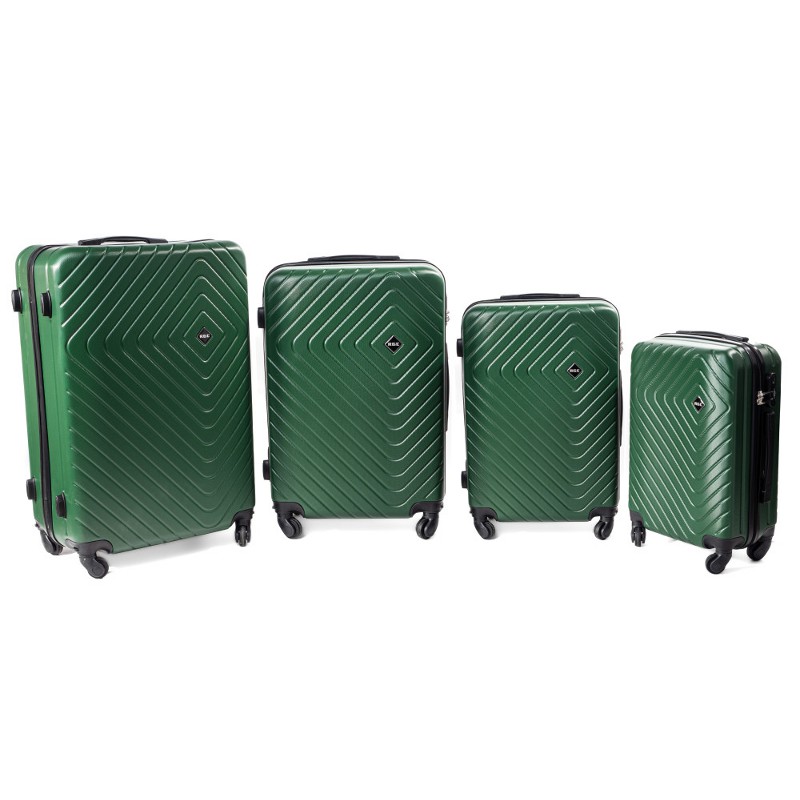 Zelená sada 4 pevných plastových kufrov \